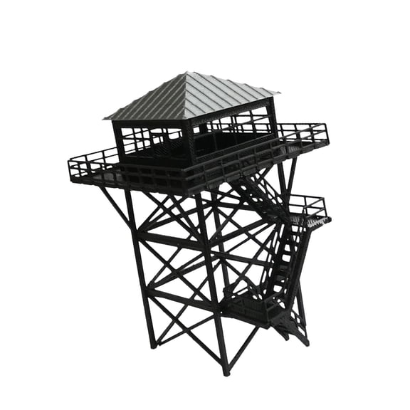 Rushawy 1 64 Scale Lookout Tower Model Simulation Plastic Railroad Security Ornament for Black and Gray
