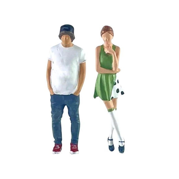 Rushawy 1/64 Woman and Man Figures S Gauge Mini People Fairy Garden Resin Decoration