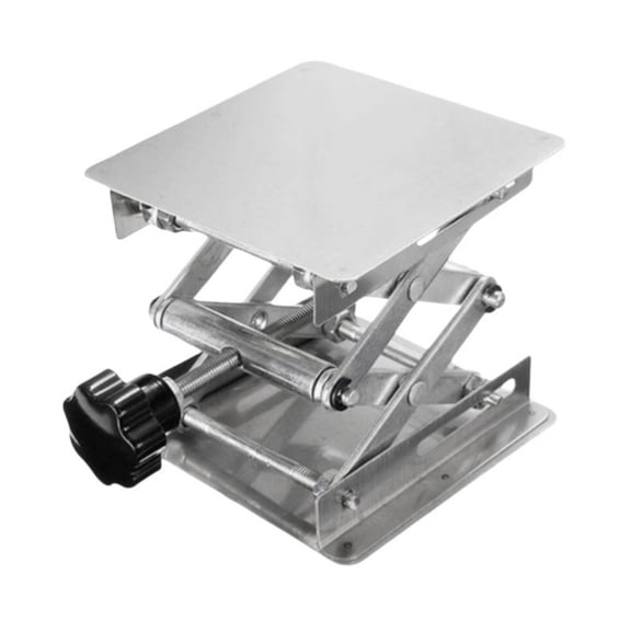 Rushawy 1 Manual Height Adjuster Scissor Lift Table Stainless Steel Platform 300x300mm Lab Jack Stand for Microscope and Glassware Positioning