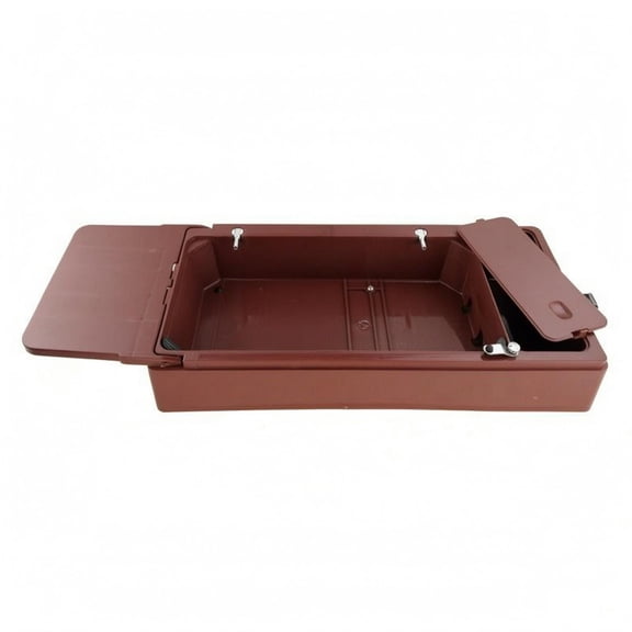 Rushawy 1 Piece Hard Molded PVC Stitching Device Storage Base with Metal Latch for Vintage Sewing Machines Portable Brown 9.17 Inch Open 3.94 Dust-proof