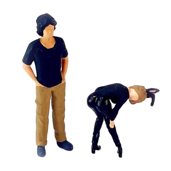 Rushawy 2 Pieces 1/64 Diorama Figure Realistic for Photo Prop Collection Railway Set