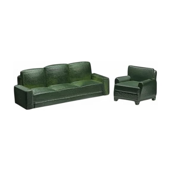 Rushawy 2 Pieces Miniature Sofa Armchair Couch Glossy Resin Build 1 64 Scale for Model Dioramas and Adult Hobby Scenes