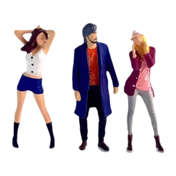 Rushawy 3 Pieces 1/64 People Figures Crafts for Micro Landscapes Diorama Photo Props White Blue