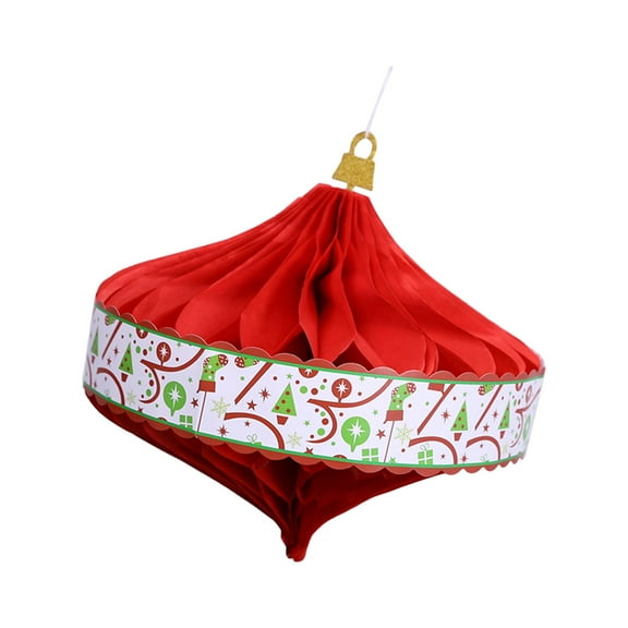 Rushawy 4 Pieces 3D Christmas Honeycomb Paper Lantern Party Supplies Celling Hanging for Red