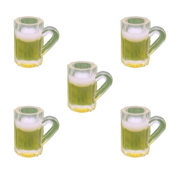 Rushawy 5 Pieces Dollhouse Drink Cup Dollhouse Drinks Doll House Decoration for 1/6 1/12 green