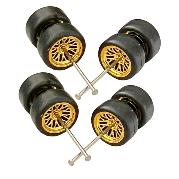 Rushawy 8 Pieces 1/64 Scale Wheels with Car Wheels Axles for Diecast Car Model Adult Gold B