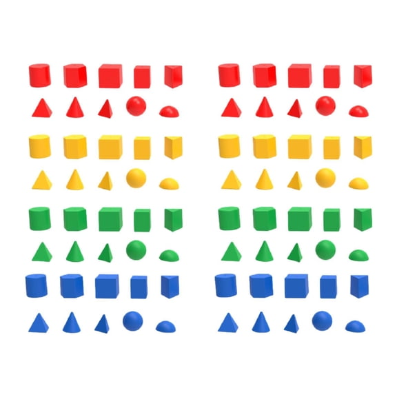Rushawy 80 Pieces 3D Shape Geometric Solids Math Manipulatives Skill Development Pattern