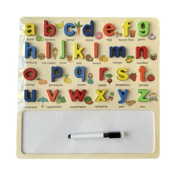 Rushawy Alphabet 30x30cm Interactive Wood Pegged Puzzles Handwritten Lowercase