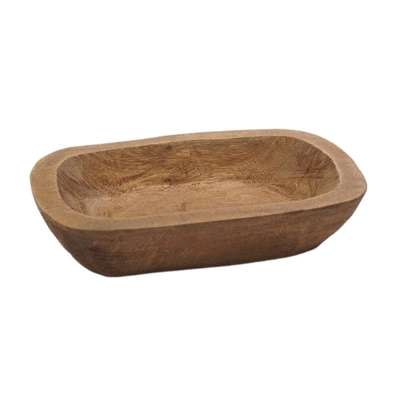 Rushawy Boat-Shaped Tray Hand-Polished Wooden Tray Raised Sides Serving Platter, Chocolate