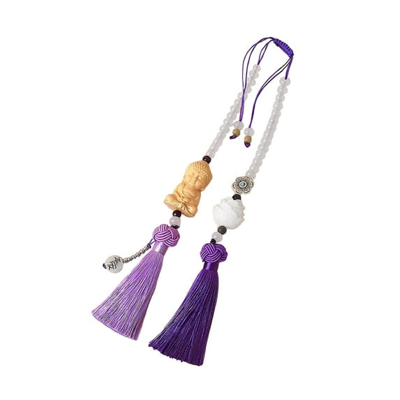 Rushawy Car Mirror Hanging Accessories Bodhi Buddha Statue Pendant for Men Gift violet