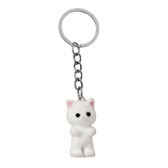 Rushawy Cat Keychain Bag Accessories Kitten Shaped for Car Key Party Supplies Favors White