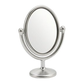 Rushawy Classic Vanity Mirror Miniature Dressing Table Alloy Stable Round Base for Dollhouse Rooms Miniature Displays and Dioramas