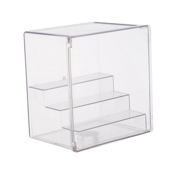 Rushawy Display Case Storage Case Figures Display Stand Container Stackable Showcase Clear with steps