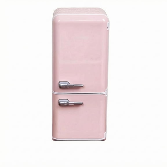 Rushawy Dollhouse Refrigerator Interior Light Miniature Refrigerator Openable Door Dollhouse Fridge, Pink