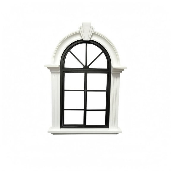 Rushawy Miniature Window Scene Tabletop Lattice Window Prop Molded Frame Dollhouse Gothic Miniature Scene DIY Decoration, White-black Grid