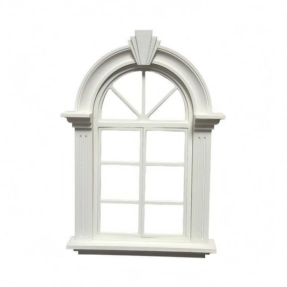 Rushawy Miniature Window Scene Tabletop Lattice Window Prop Molded Frame Dollhouse Gothic Miniature Scene DIY Decoration, White