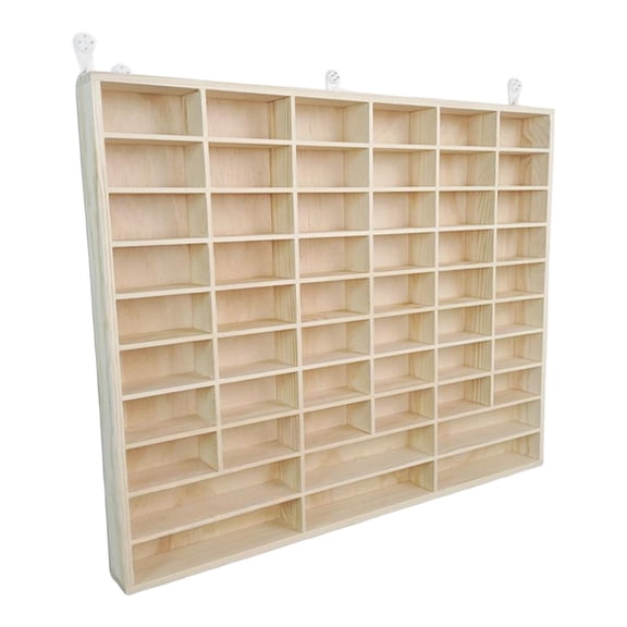 Rushawy Multifunctional Display Case for Miniature Wooden Cars, with 54 Compartments And
