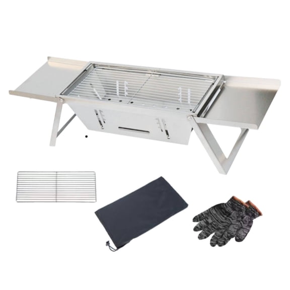 Rushawy Portable Folding Ember-Fired Grill Rust-Resistant Folding Grill Easy Assembly Compact Barbecue Rack for Backyard