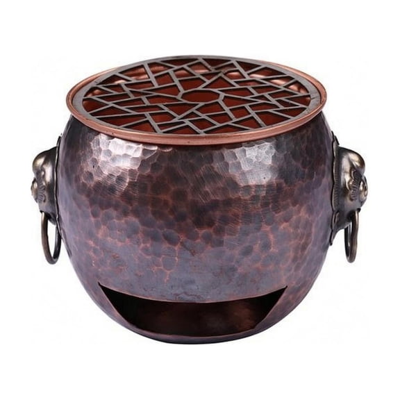 Rushawy Tabletop Briquette Burner Compact Portable Briquette Burner Hammered Metal Heating Appliance, Heightened