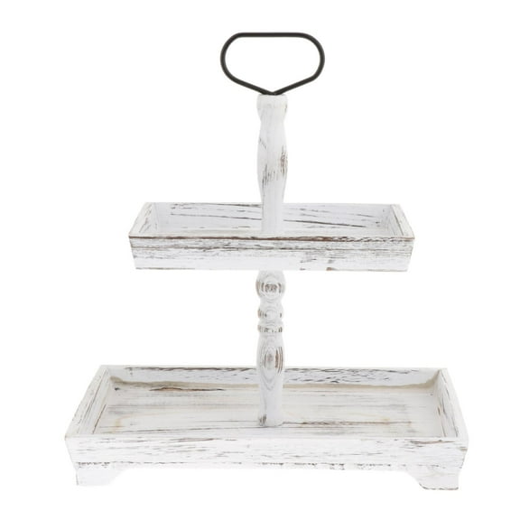 Rushawy Tiered Tray Snack Storage Tableware Home Decor Dessert Holder Tiered Fruit Plate Rectangle