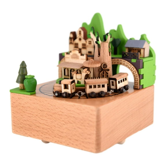 Rushawy Train Music Box Collectible Statue Decorative Table Centerpiece Desktop Ornament