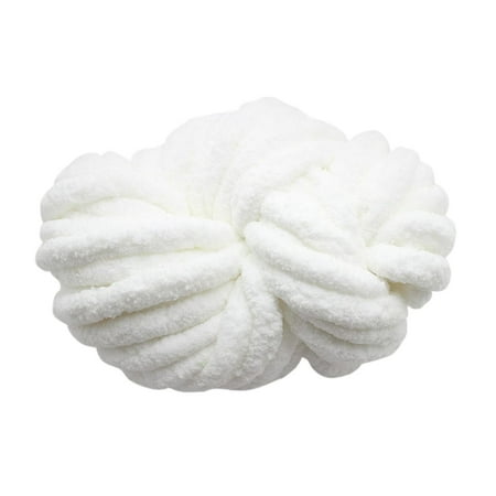 Rushay Chunky Chenille Yarn Giant Washable Gauge 7 Yarn Acrylic Fibers Bulky Yarn Pure White