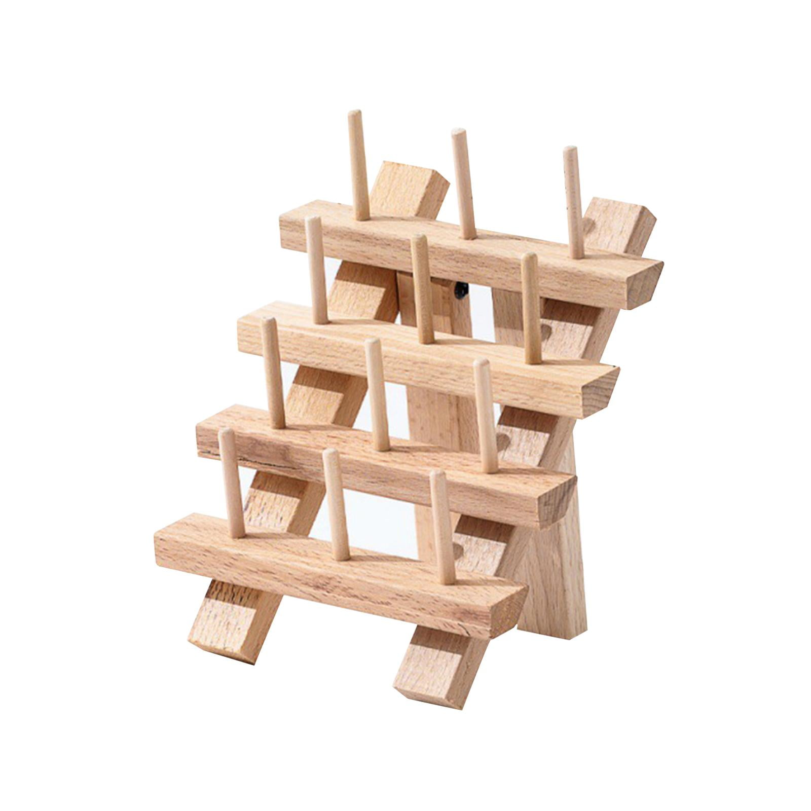 Rushay Sewing Thread Rack Holder Thread Organizer Hair Braiding Tool Storage Wood Spool