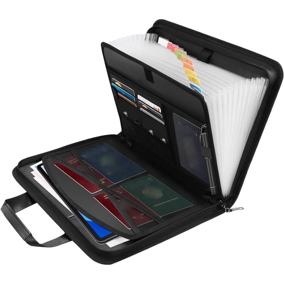 Rushclick File Folder,Accordion File Organizer with Lock,Rushclick Large Capacity A4 Fireproof File Folder with Handle (1PCS)