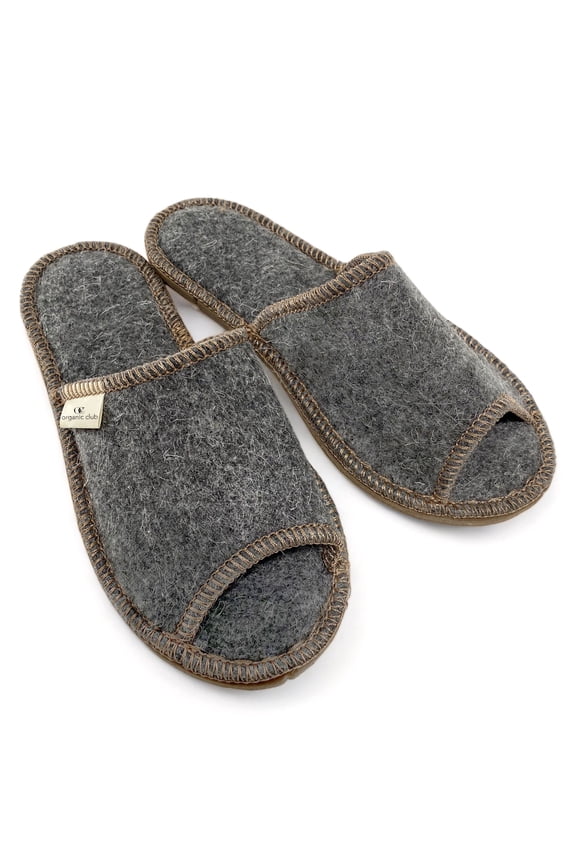 Optima Open Toe Wool Slippers for Women Sheep Wool Felt House Shoes Indoor Comfy Slippers, Size 10