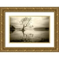 thumbnail image 1 of Rushton, Ian 24x17 Gold Ornate Wood Framed with Double Matting Museum Art Print Titled - Lone Tree in a Lake, 1 of 4