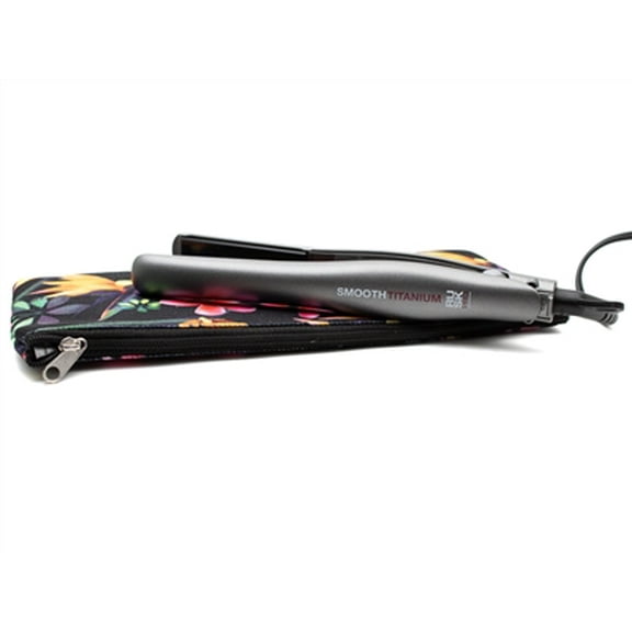 Rusk SMOOTH TITANIUM Mini Flattening Iron 3/4" with Zippered Thermal Case