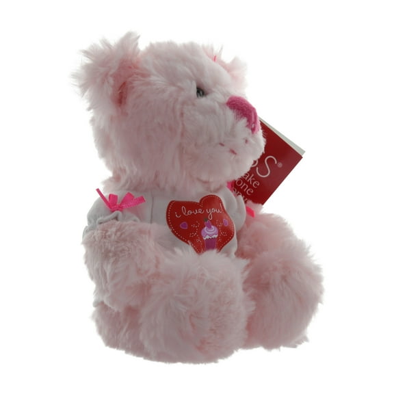 Russ Berrie Sweet Tee Pink Teddy Bear with White T-Shirt That Reads "i love you!" (8 Inches)