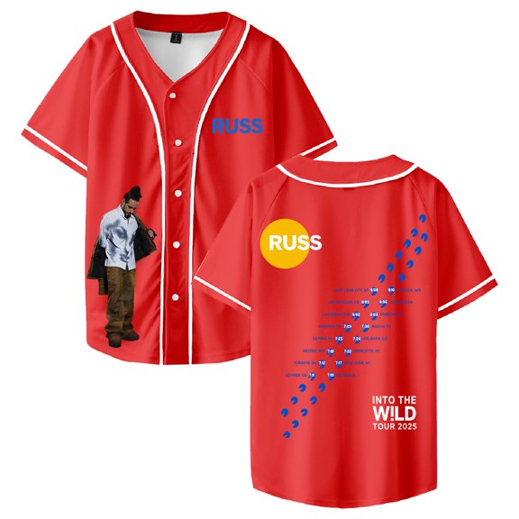 Russ Into The Wild Tour 2025 Baseball Jersey Short Sleeve Button-up Shirts Women Men Streetwear Tops