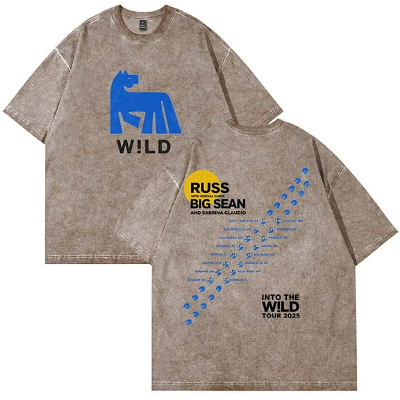 Russ Into The Wild Tour 2025 Cotton T-Shirt Wash Tee Women Men Short Sleeve Crewneck Tee