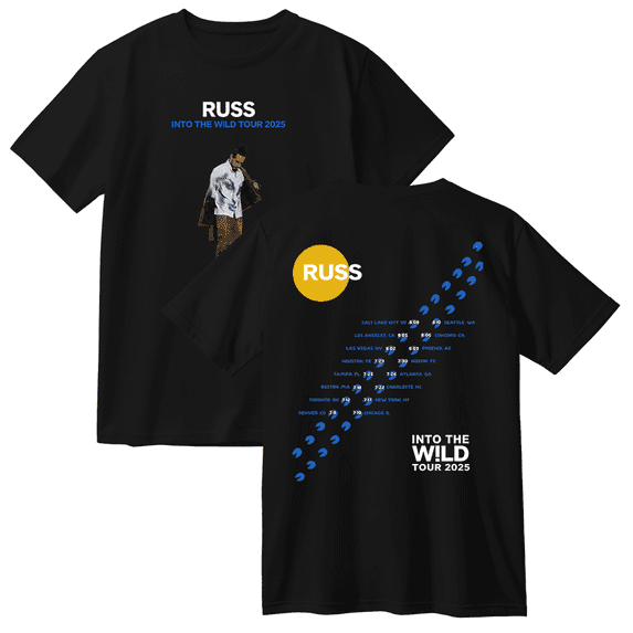 Russ Into The Wild Tour 2025 Cotton T-shirt Unisex Short Sleeve Crewneck Casual Streetwear Tee