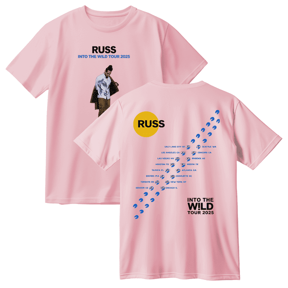 Russ Into The Wild Tour 2025 Cotton T-shirt Unisex Short Sleeve Crewneck Casual Streetwear Tee
