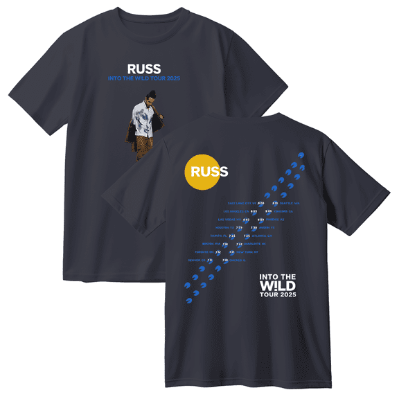 Russ Into The Wild Tour 2025 Cotton T-shirt Unisex Short Sleeve Crewneck Casual Streetwear Tee
