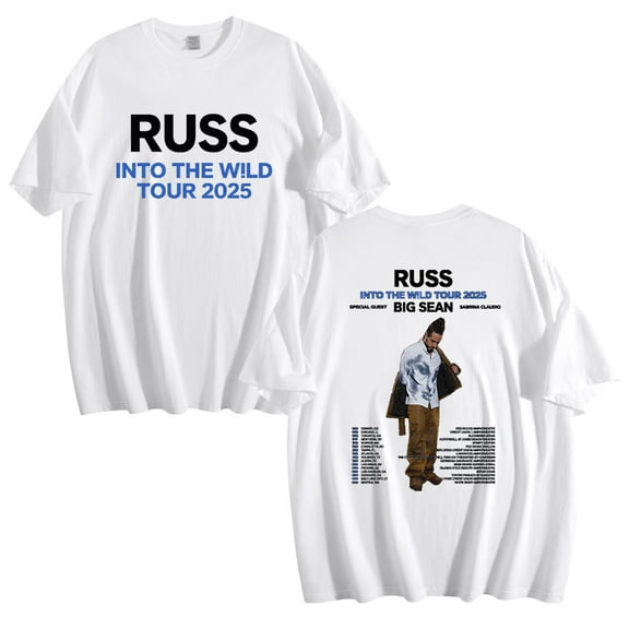 Russ Into The Wild Tour 2025 Cotton Tshirt Casual Short Sleeve Vintage Tops Tees