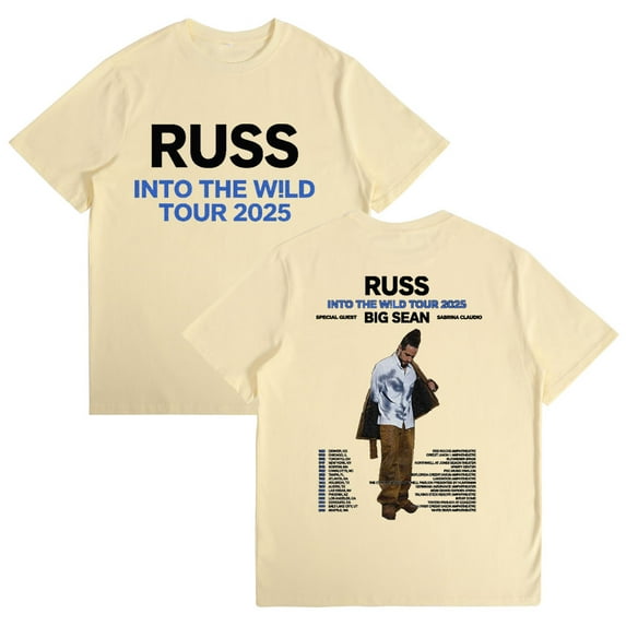 Russ Into The Wild Tour 2025 Cotton Tshirt Casual Short Sleeve Vintage Tops Tees