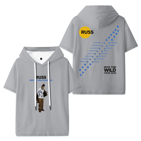 Russ Into The Wild Tour 2025 Hooded T-shirt Women Men Fashion Short Sleeve Tee
