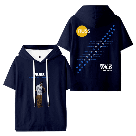 Russ Into The Wild Tour 2025 Hooded T-shirt Women Men Fashion Short Sleeve Tee