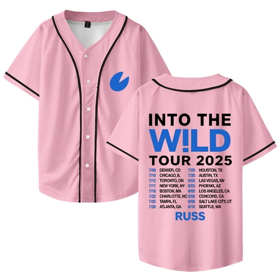 Russ Into The Wild Tour 2025 Merch Baseball Jersey Shirt V-Neck Women Men Short Sleeve Streetwear Clothes