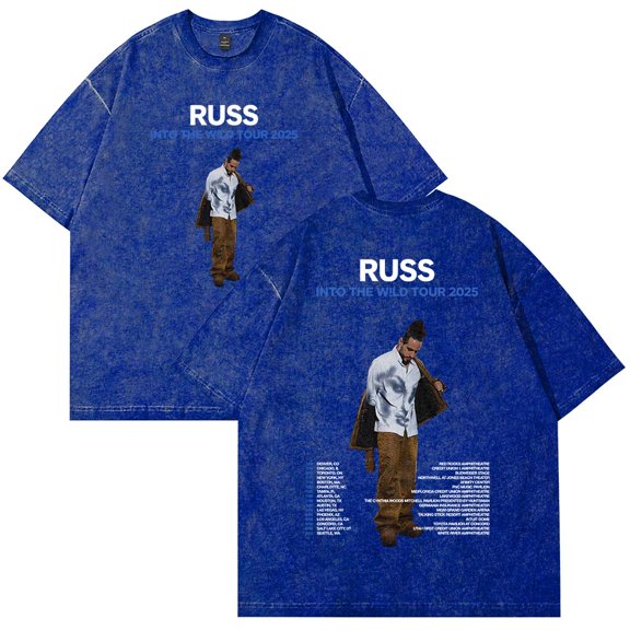 Russ Into The Wild Tour 2025 Merch Cotton T-Shirt Wash Tee Women Men Short Sleeve Crewneck Tee
