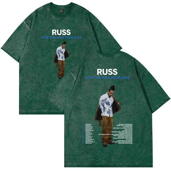 Russ Into The Wild Tour 2025 Merch Cotton T-Shirt Wash Tee Women Men Short Sleeve Crewneck Tee