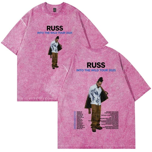 Russ Into The Wild Tour 2025 Merch Cotton T-Shirt Wash Tee Women Men Short Sleeve Crewneck Tee
