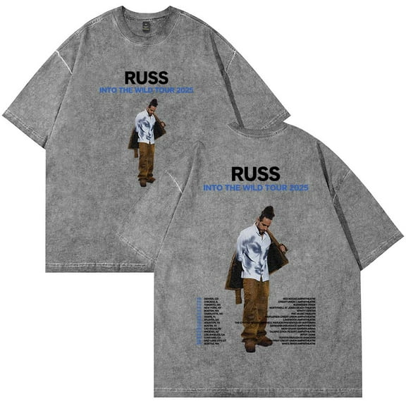 Russ Into The Wild Tour 2025 Merch Cotton T-Shirt Wash Tee Women Men Short Sleeve Crewneck Tee