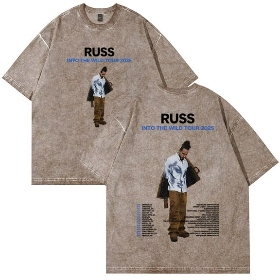 Russ Into The Wild Tour 2025 Merch Cotton T-Shirt Wash Tee Women Men Short Sleeve Crewneck Tee