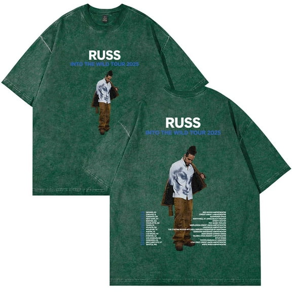 Russ Into The Wild Tour 2025 Merch Cotton T-Shirt Wash Tee Women Men Short Sleeve Crewneck Tee