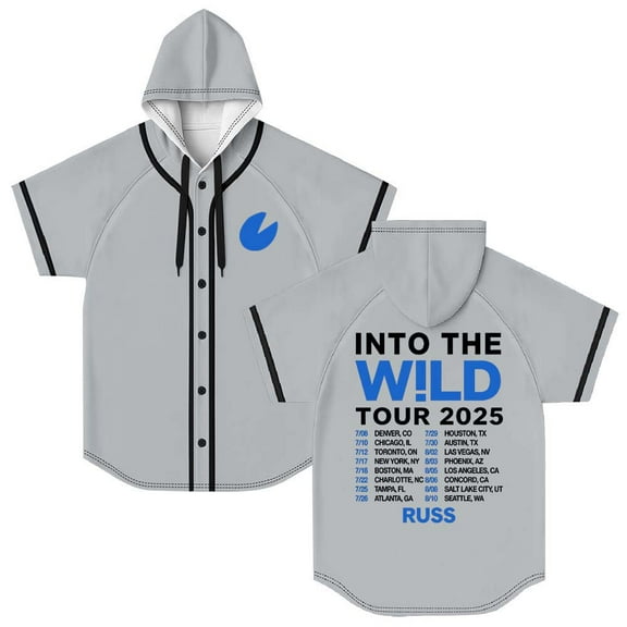 Russ Into The Wild Tour 2025 Merch Hooded Baseball Jersey Short Sleeve Shirt Women Men Crewneck Casual Tee
