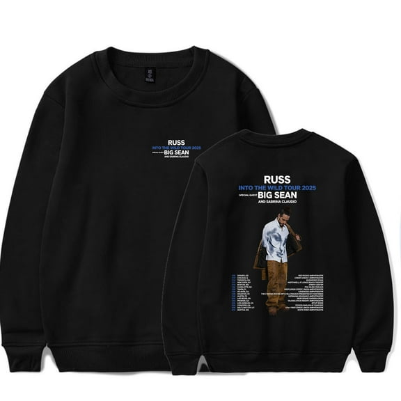 Russ Into The Wild Tour 2025 Merch Long Sleeve Crewneck Sweatshirt For Men/Women Unsiex Cosplay Fashion Streetwear